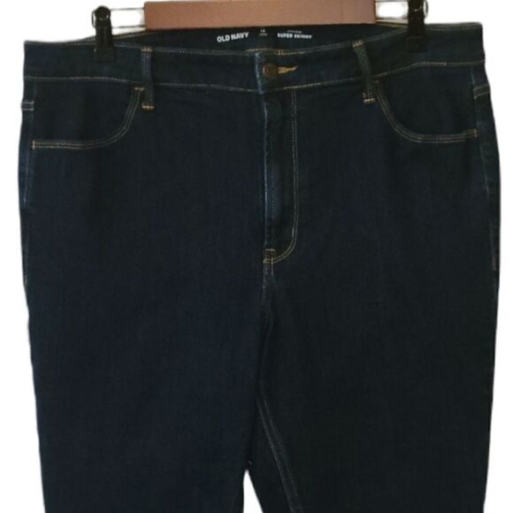 Old Navy Dark Wash Super Skinny Highrise Blue Jeans Size 16 Long - Picture 3 of 5